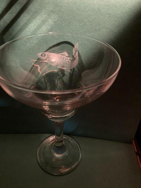Preview of the first image of Hand engraved martini glass.