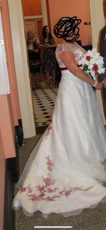 Image 3 of Ivory / ruby red diamontes full length wedding dress
