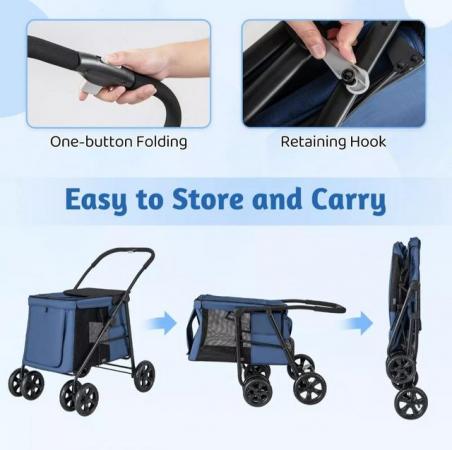 Image 4 of Dog Stroller Foldable with pockets & skylight.