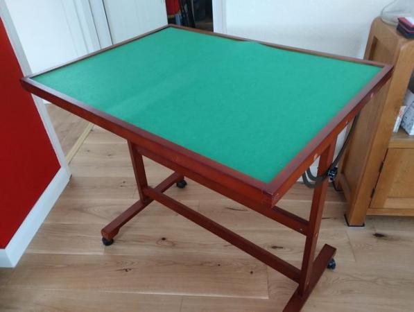 Image 1 of Adjustable jigsaw puzzle table on frame and wheels