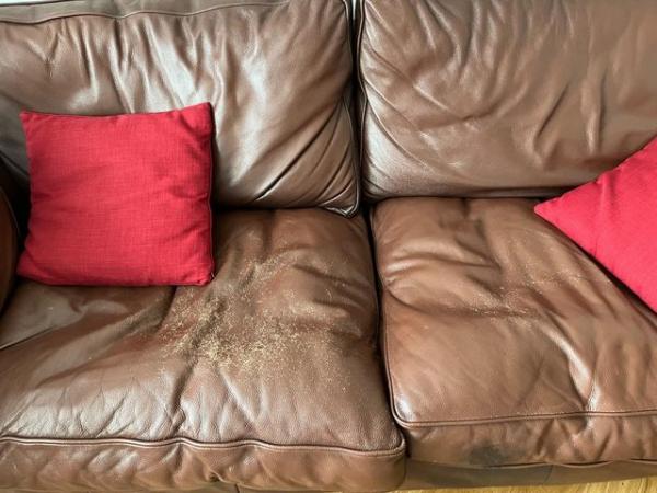 Image 2 of Dark Brown Leather Sofas x 2