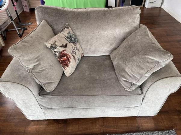 Image 3 of Sofa & snuggler armchair grey Alstons furniture