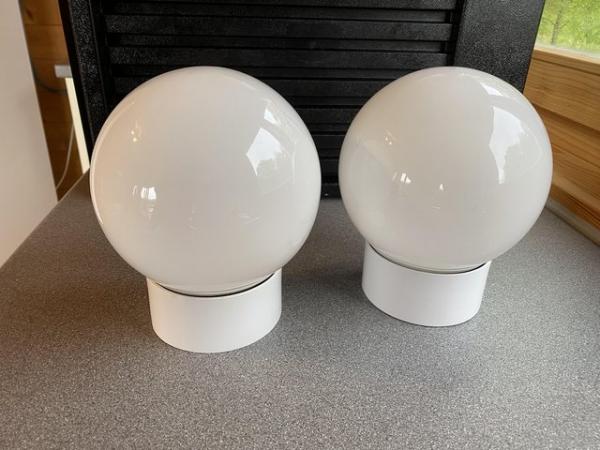 Image 1 of Beautiful Pair of White Glass Ball Lights