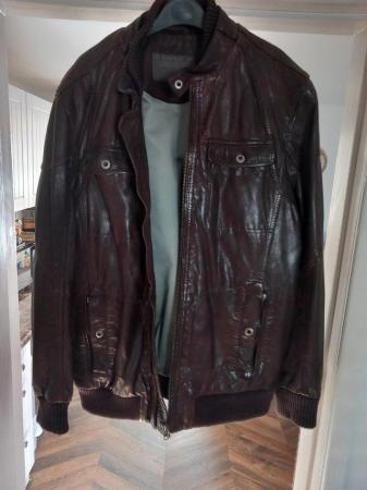 Image 1 of Mens brown leather jacket size M