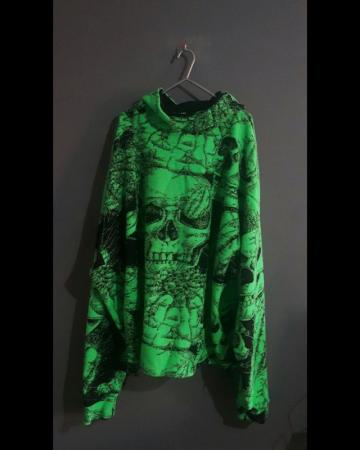 Image 1 of Black and neon green hoodie