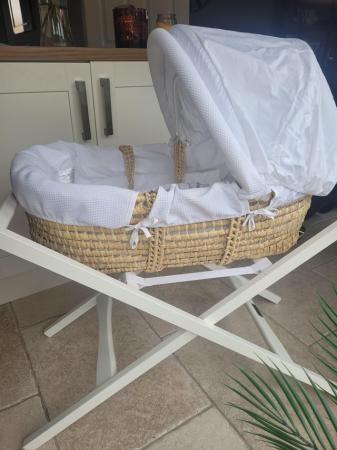 Image 3 of Baby moses basket, hood and bedding