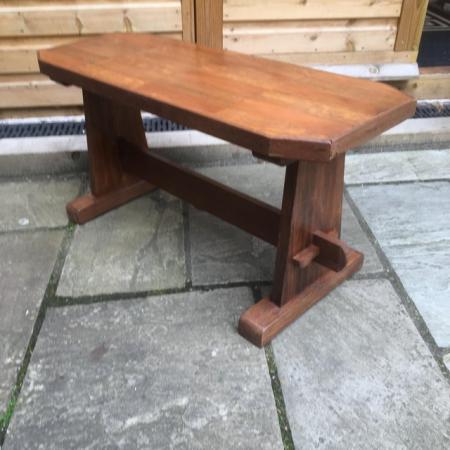 Image 1 of An unusual wooden bench with block top of oak and beech.