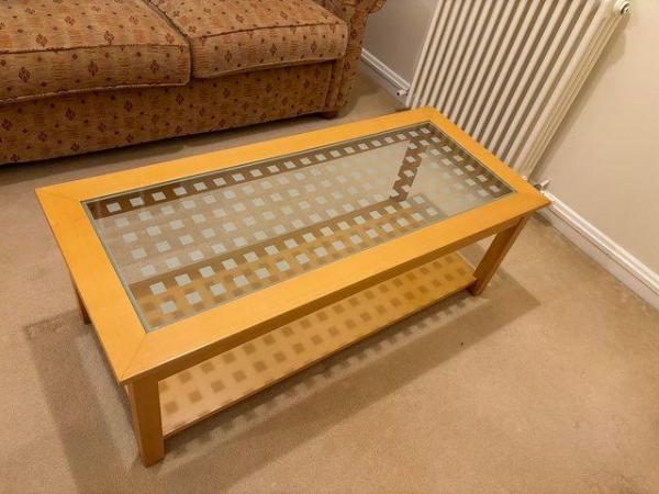 Image 2 of Wooden framed and glass centre coffee table