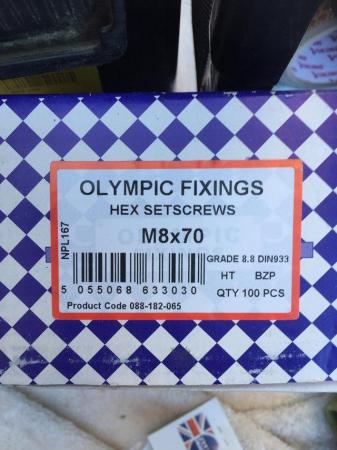 Image 1 of Boxes of steel bolts hex set screws 8mmx7omm