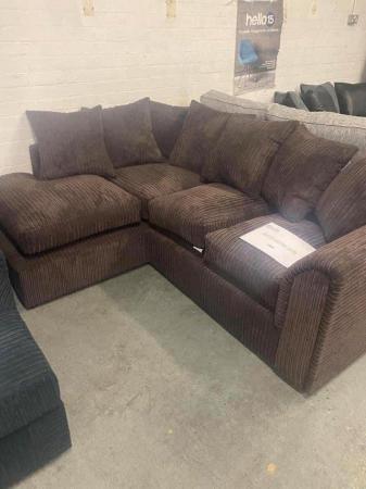 Image 1 of Brown jumbo cord corner sofa.