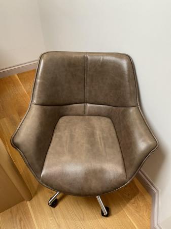 Image 1 of Office chair on casters -Antique Brown Leather