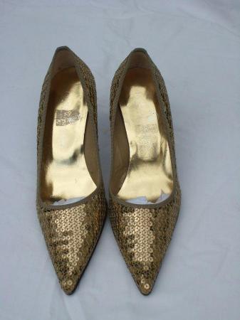Image 2 of JAIME MASCARO Gold Sequin Shoes  – Size 3/36 NEW!
