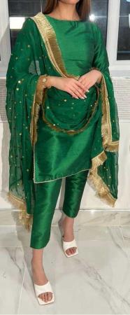 Image 3 of Raw silk suit with Kameez, Trousers and Dupatta