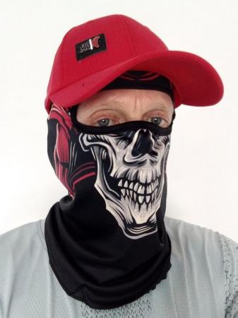 Image 1 of Indian skull face mask with FREE red baseball cap.