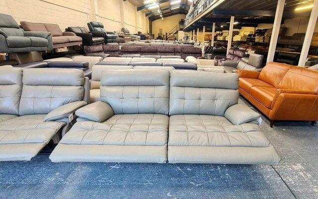 Image 11 of La-z-boy Knoxville grey leather electric 3+2 seater sofas