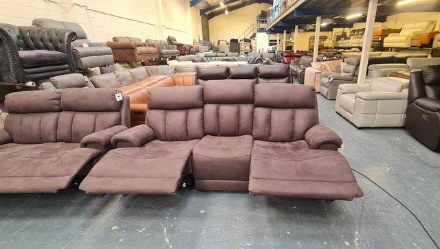 Image 8 of La-z-boy Empire mink brown fabric recliner 3+2 seater sofas