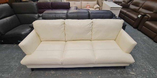 Image 8 of Ex-display Angelo light cream leather 3 seater sofa