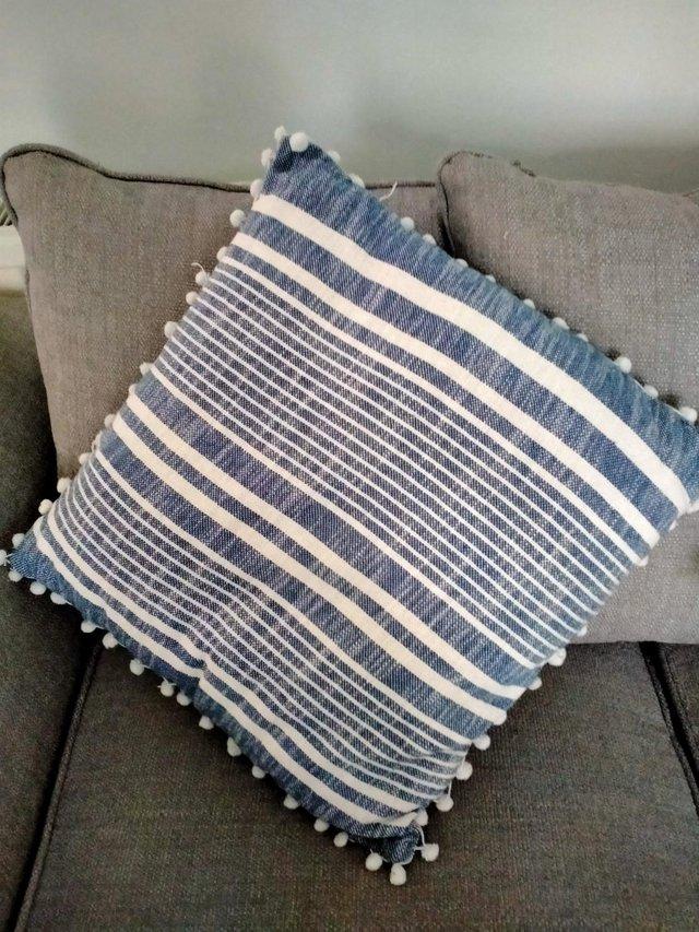 Preview of the first image of Brand New Blue & white striped cushions.