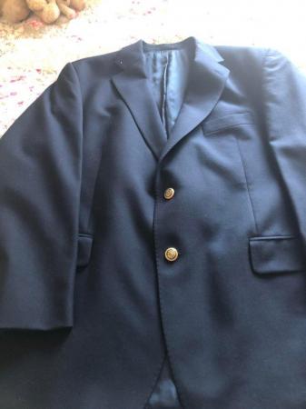 Image 2 of Navy blue blazer, like new measures 48” across the chest