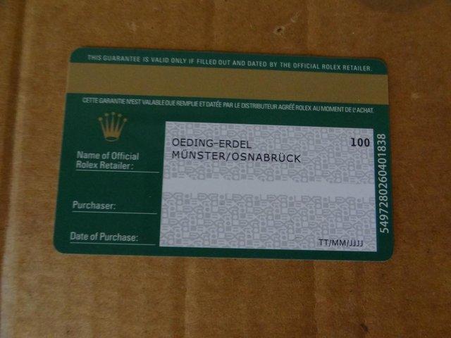 Preview of the first image of Rolex Watch Guarantee Plastic Card.