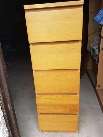 Image 1 of Ikea Malm 5 drawer oak veneer chest of drawers