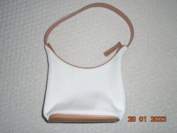 Image 1 of Nine West cream and tan trim zipped handbag
