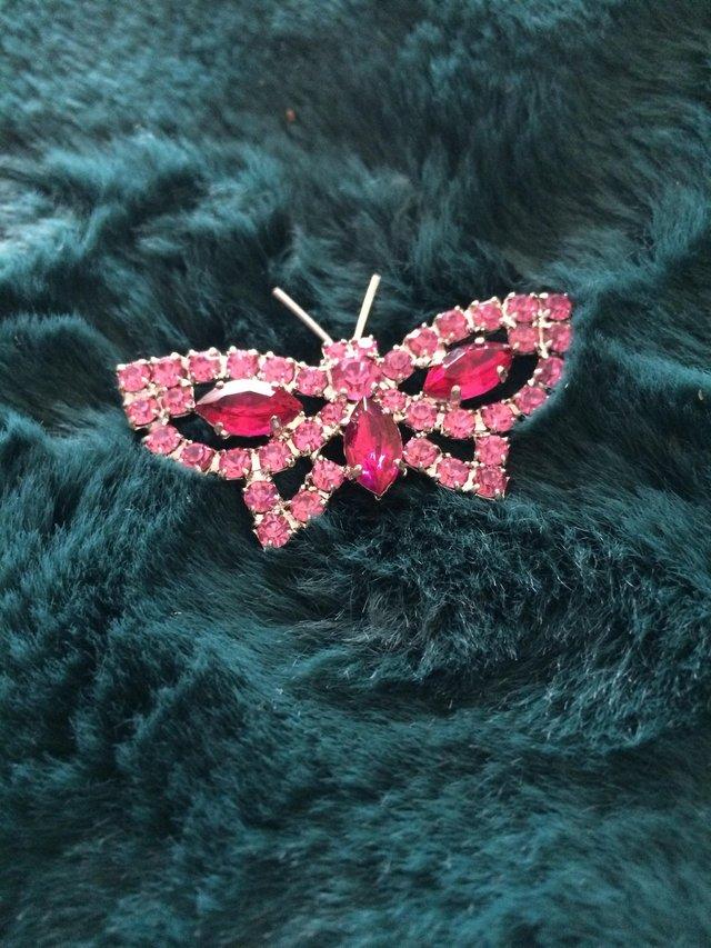 Preview of the first image of PERFECTLY PRETTY PINK BUTTERFLY BROOCH.