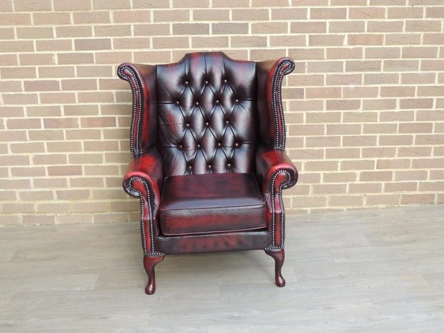 Preview of the first image of Chesterfield Queen Anne Ox Blood Excellent Armchair (UK Deli.