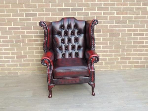 Image 1 of Chesterfield Queen Anne Ox Blood Excellent Armchair (UK Deli