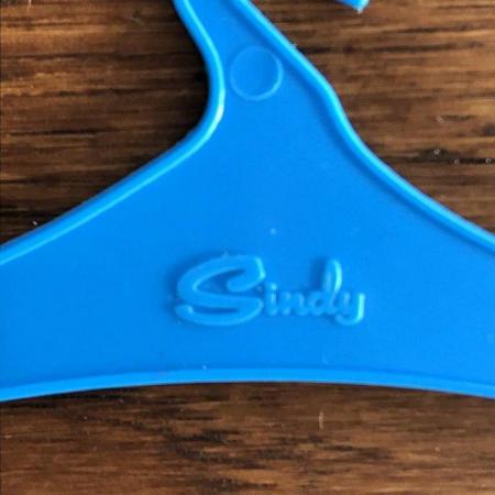 Image 2 of 4 vintage 1980's Sindy Doll blue plastic hangers.