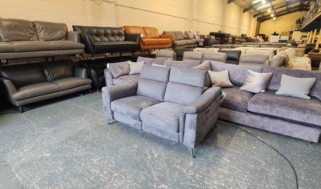 Image 8 of Ezra tara lead grey/blue fabric recliner 2 seater sofa