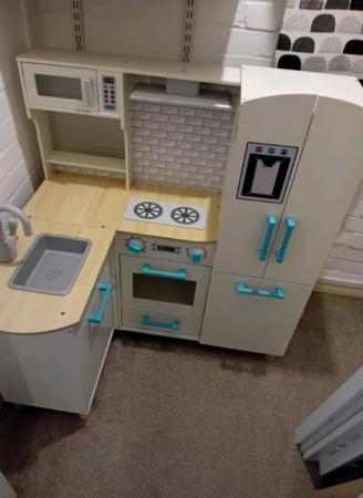 Image 1 of Wooden Corner Play Kitchen With Accessories Included