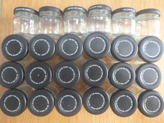 Preview of the first image of 24 Mini Glass Jam Jars, Screw Tops, Excellent Cond.REDUCED.