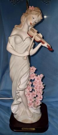 Image 3 of Elegant Collection Figural Porcelain Lamp With Beaded Shade