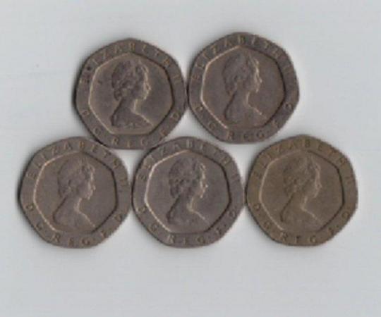 Image 2 of 5 x 20 Pence Coins 1982  First Date Of Issue.