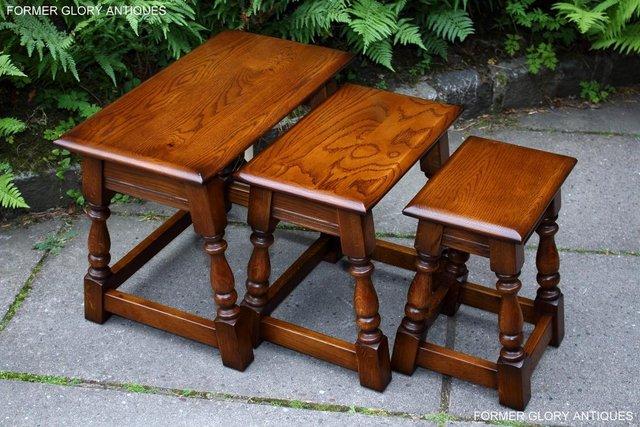 Image 32 of AN OLD CHARM LIGHT OAK NEST OF TABLES COFFEE TEA TABLE SET