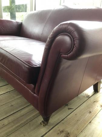 Image 1 of 2 x M &S LEATHER SOFAS RED BURGUNDY