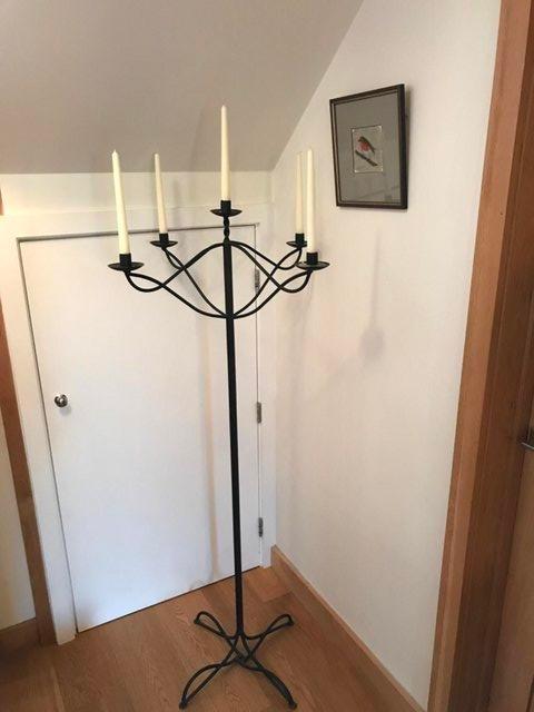 Preview of the first image of Black, elegant, floor standing Candelabra for four candles.
