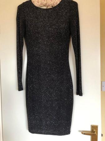 Image 2 of Little black party dress with glitter finish