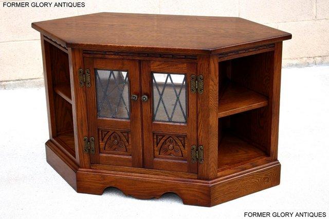 Image 55 of AN OLD CHARM LIGHT OAK CORNER TV DVD CD CABINET STAND TABLE