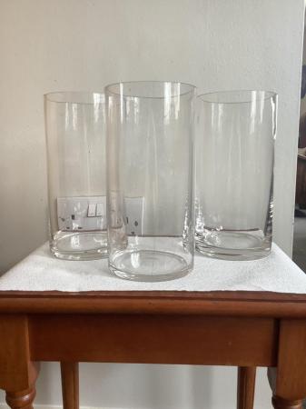 Image 2 of 3 cylinder glass vases clear VGC