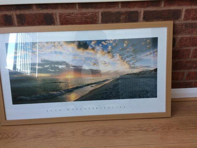 Preview of the first image of Beach sunset picture in wooden frame.