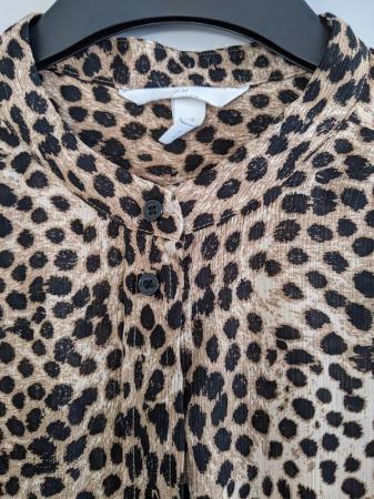 Image 3 of H&M Long Leopard/Animal Print Shirt M/UK12-14 Tunic Top Long