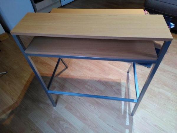 Image 1 of Wooden home working or study desk with raised shelf