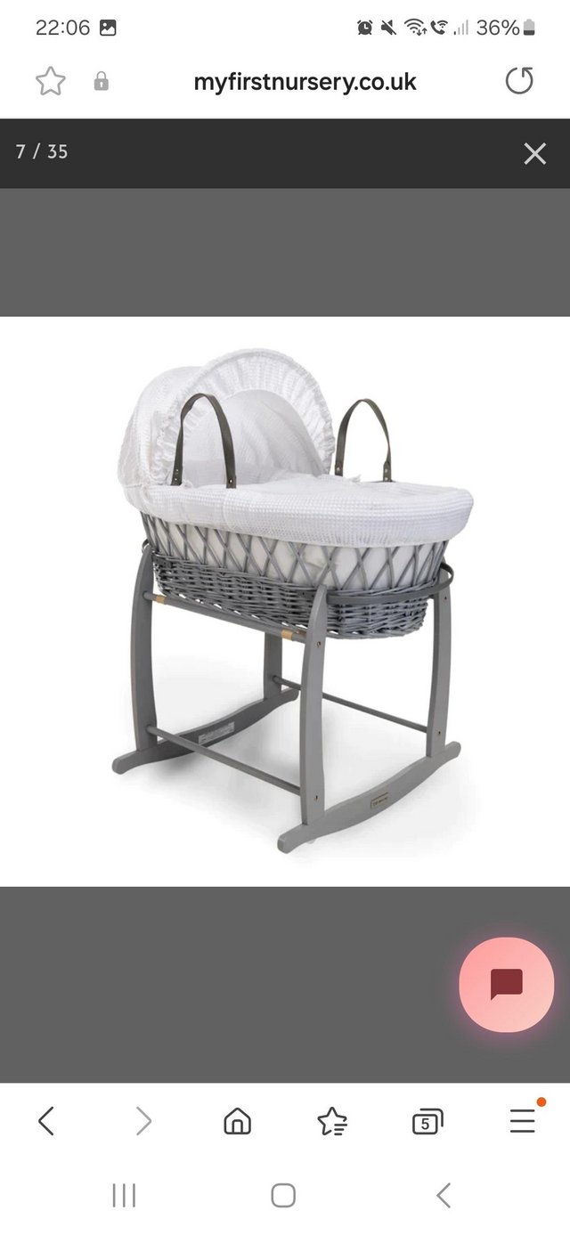 Preview of the first image of Clair De Lune moses basket with stand.