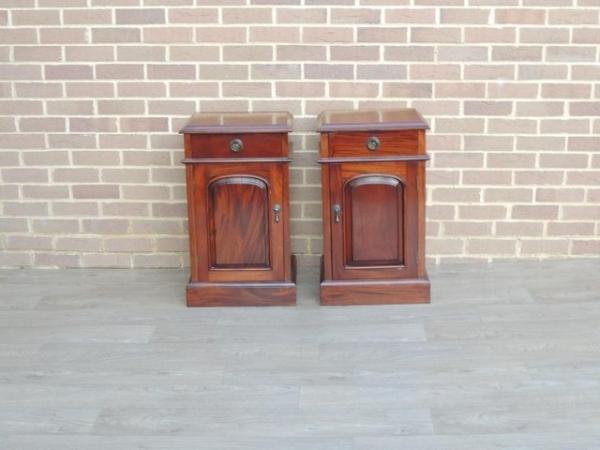 Image 2 of Pair of Mahogany Tall Bedside Cabinets (UK Delivery)