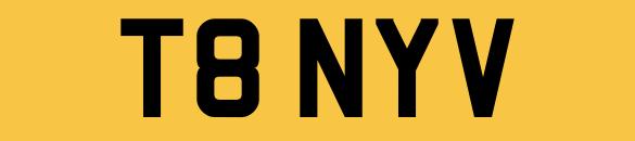 Preview of the first image of T8NYV TONY Number Plate Private Personalised Registration.