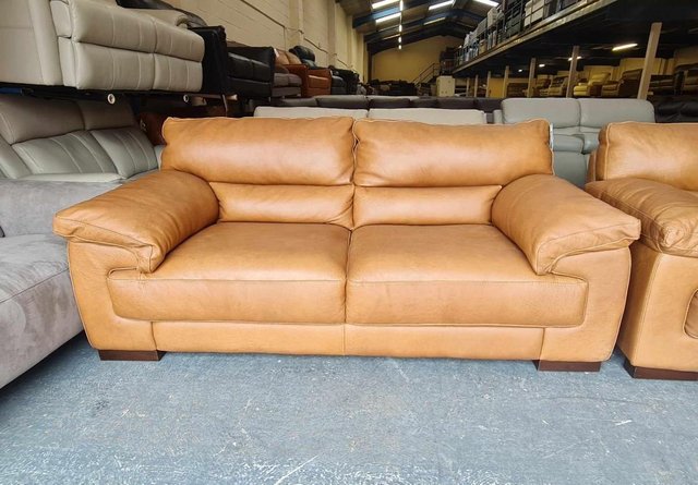 Image 8 of Santino apollo tan leather 3+2 seater sofas