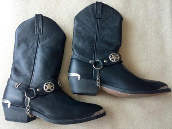 Image 1 of Black leather look western style boots