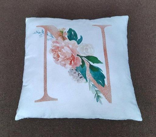 Image 1 of Lovely Letter N Flowered Cushion